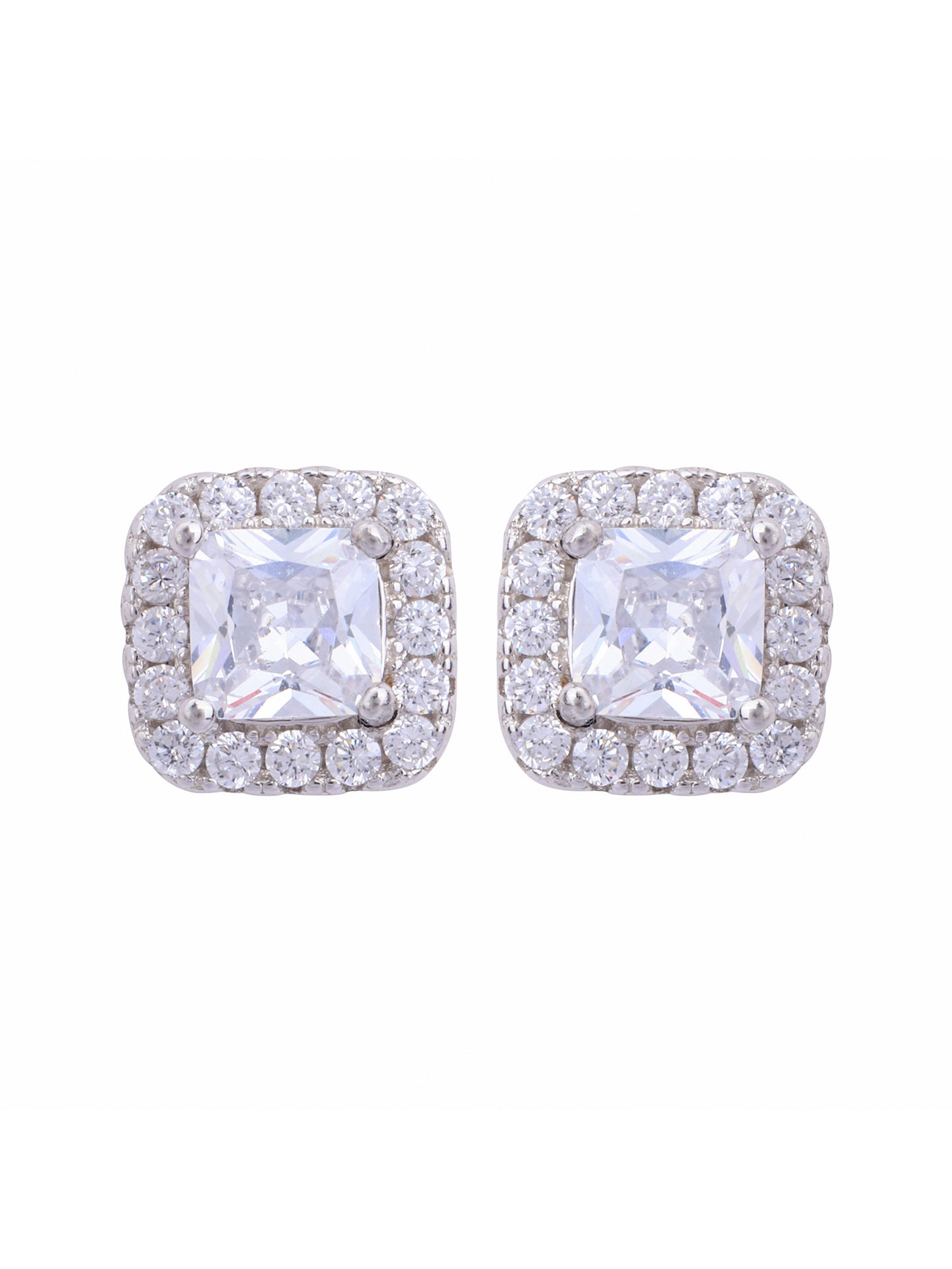 925 Sterling Silver Square CZ Studs
