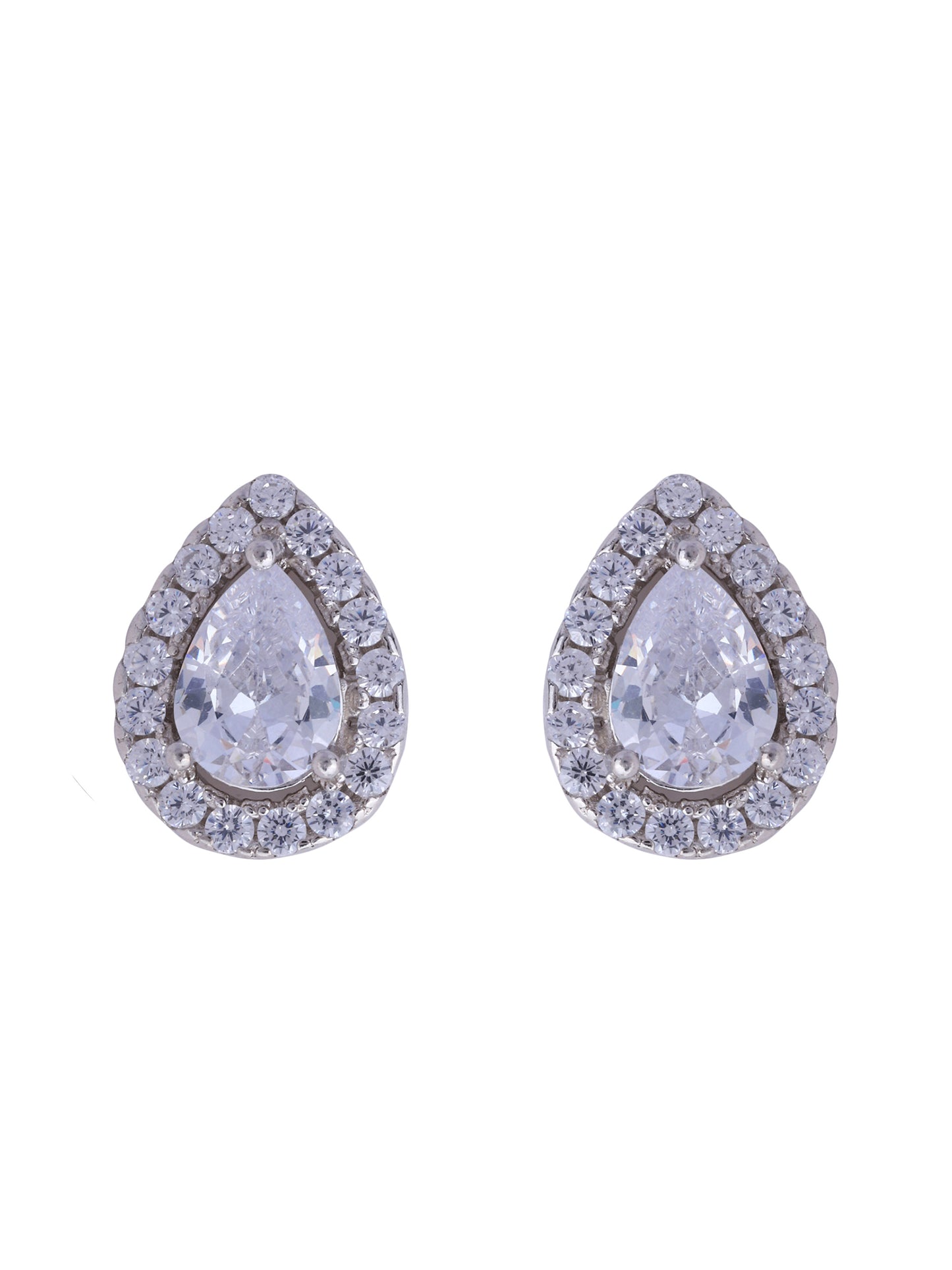 925 Sterling Silver Pear Shape CZ Studs