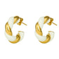 White and Golden Twisted Hoop Earrings