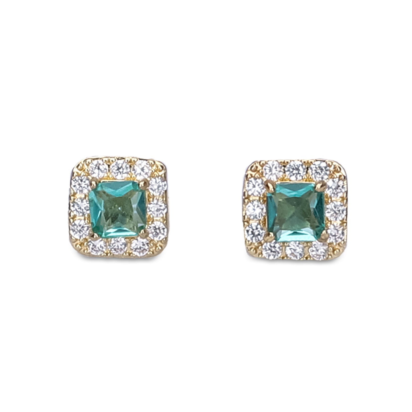 Jade Green CZ Stud Earrings