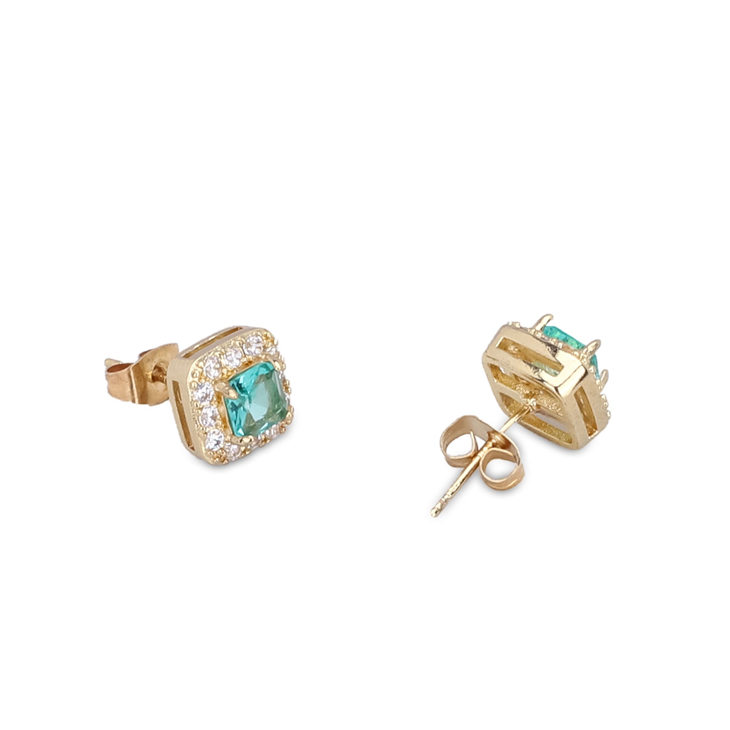 Jade Green CZ Stud Earrings
