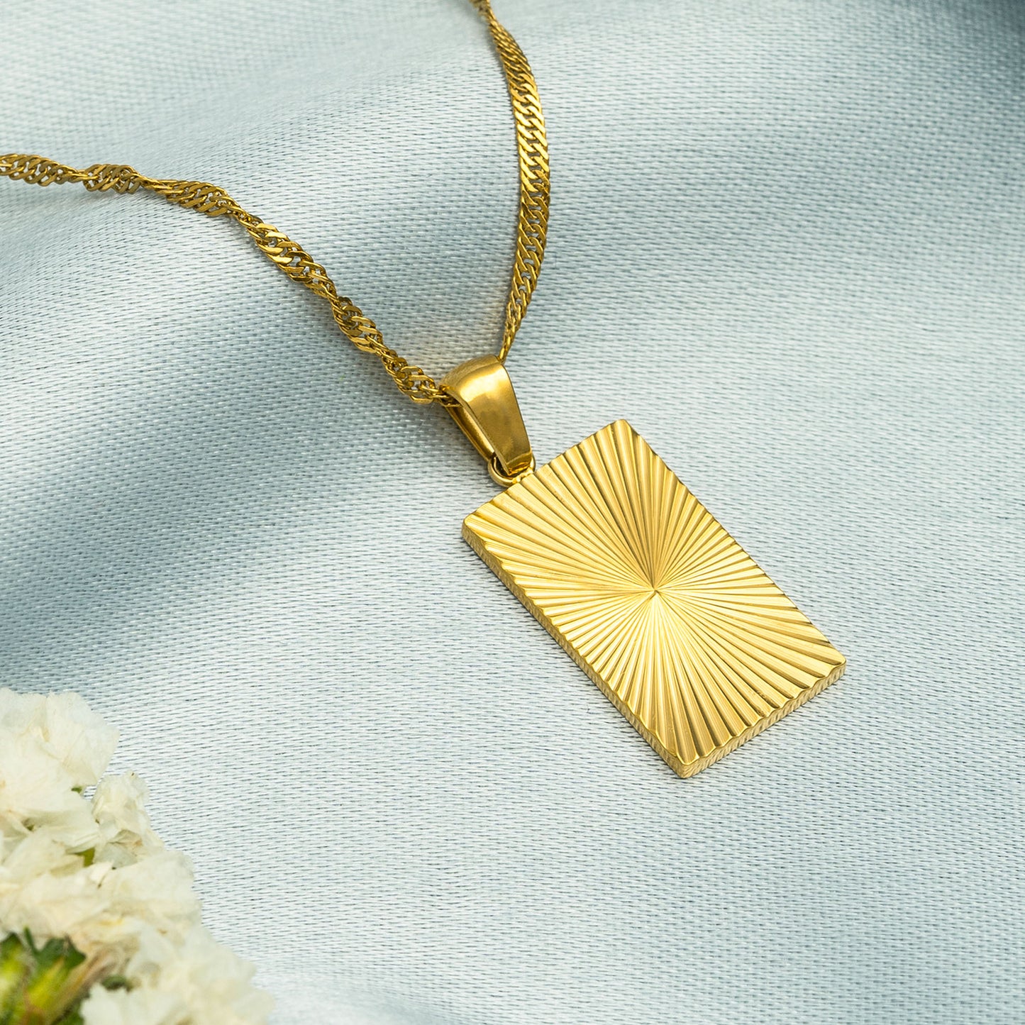 Sun Rays Rectangular Pendant