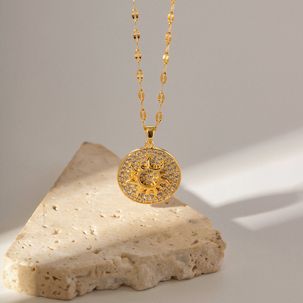Sun Stone Studded Pendant