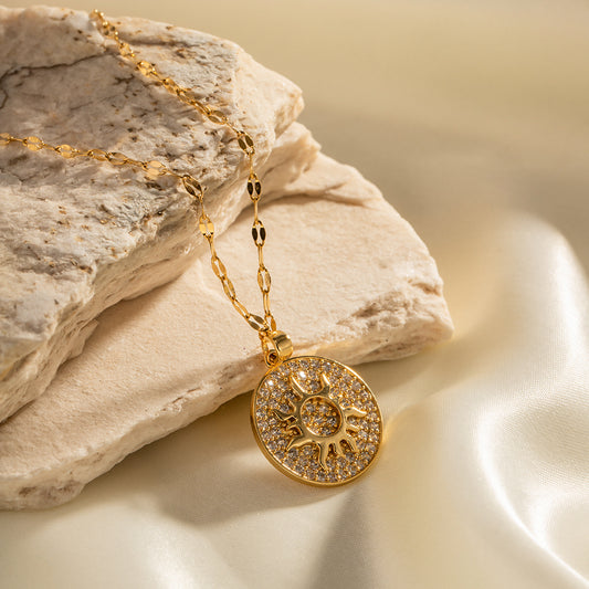 Sun Stone Studded Pendant