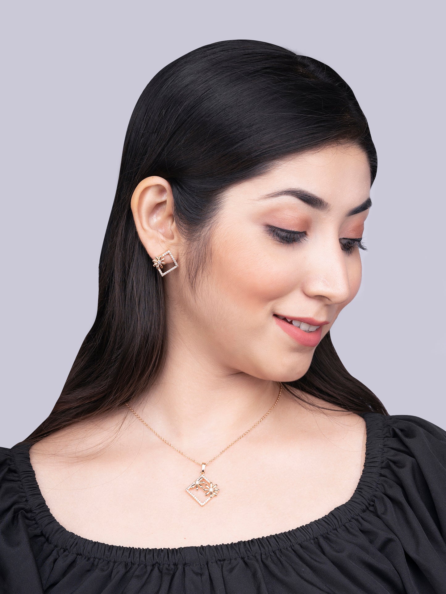 Floral Square Pendant Set