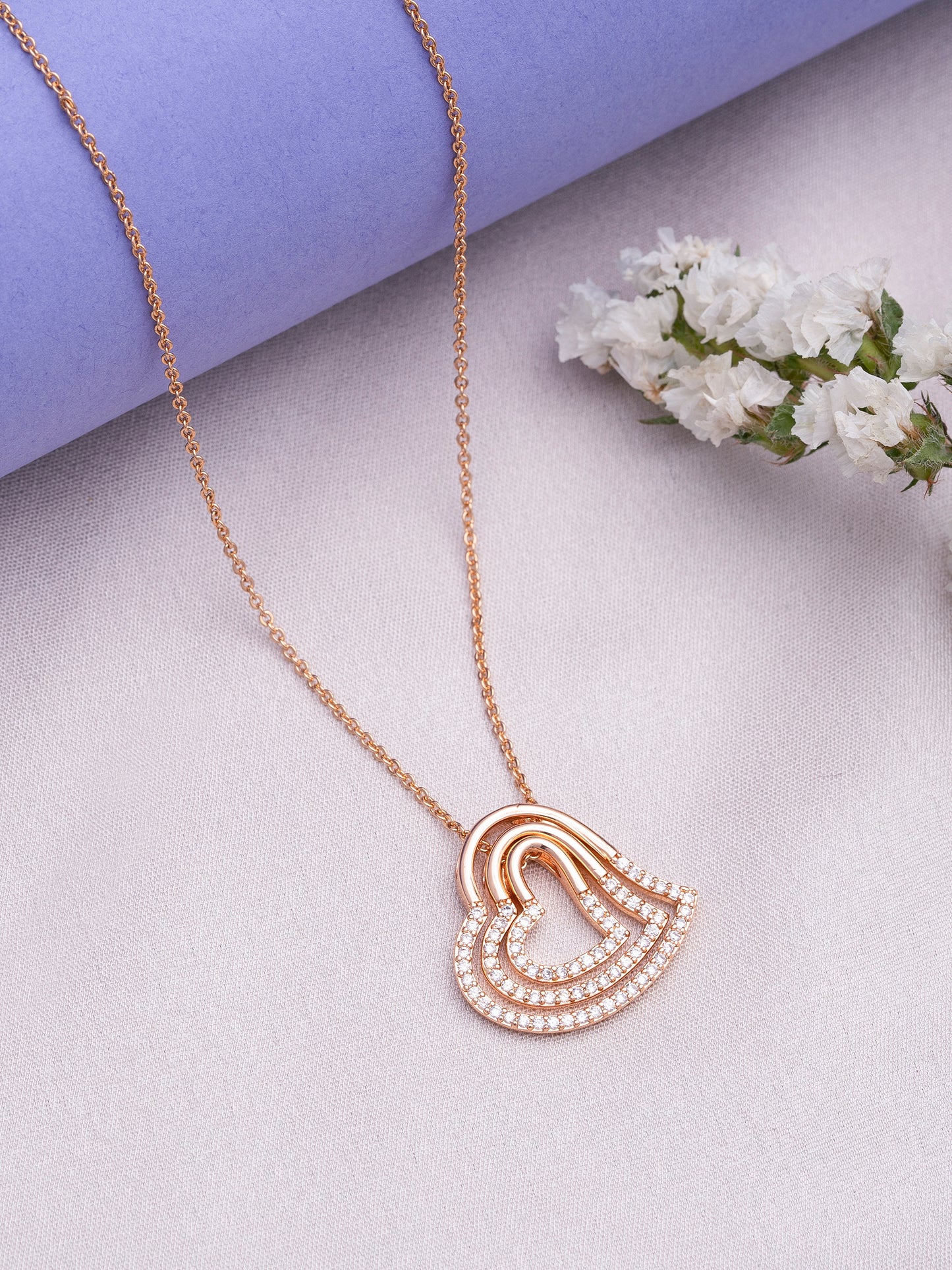 CZ Triple Heart Pendant