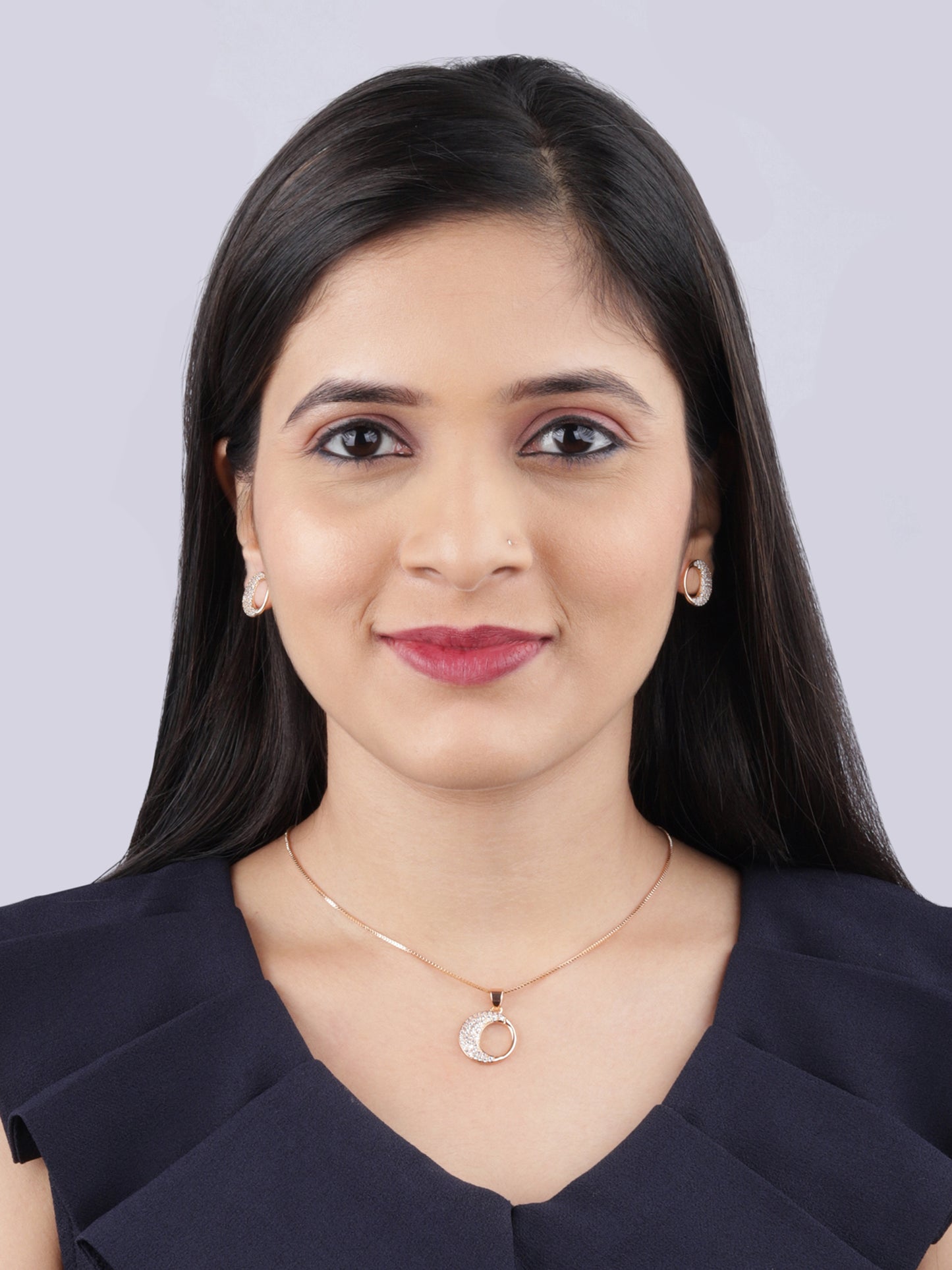 Crescent CZ Pendant Set