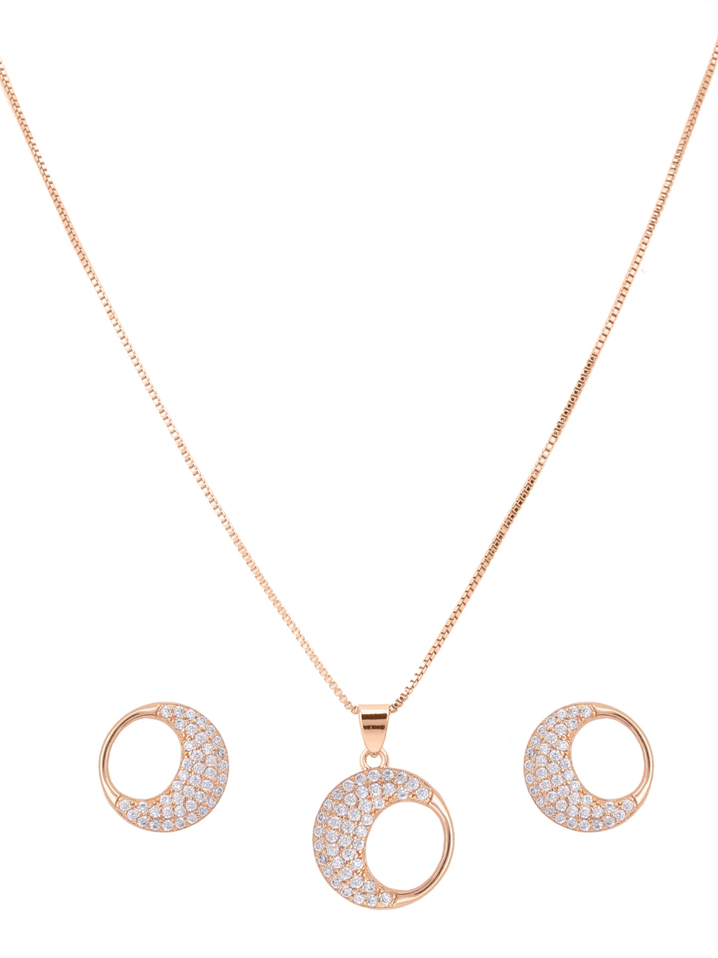 Crescent CZ Pendant Set