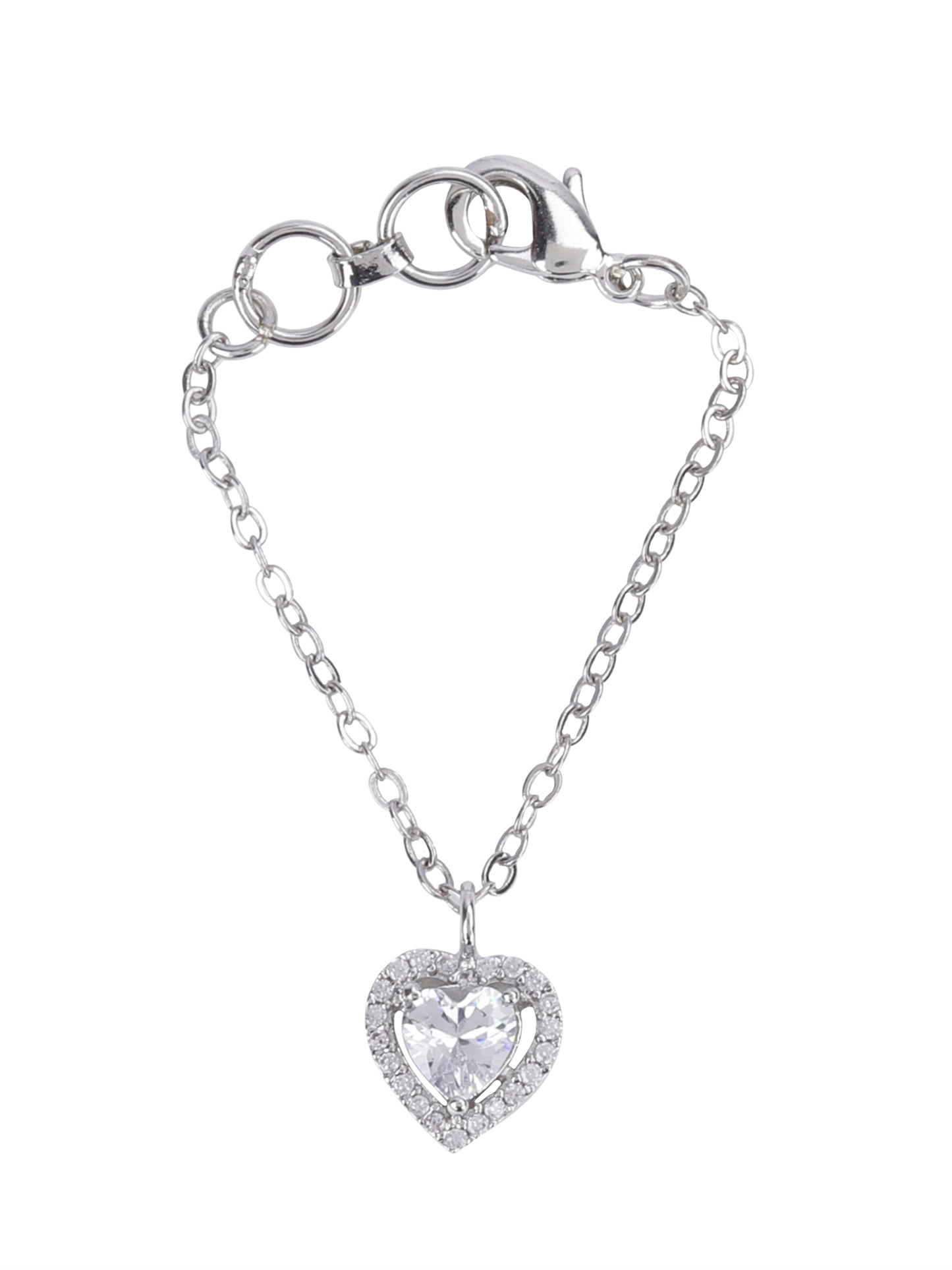 Heart Shape Solitaire CZ Watch Charm (Silver)