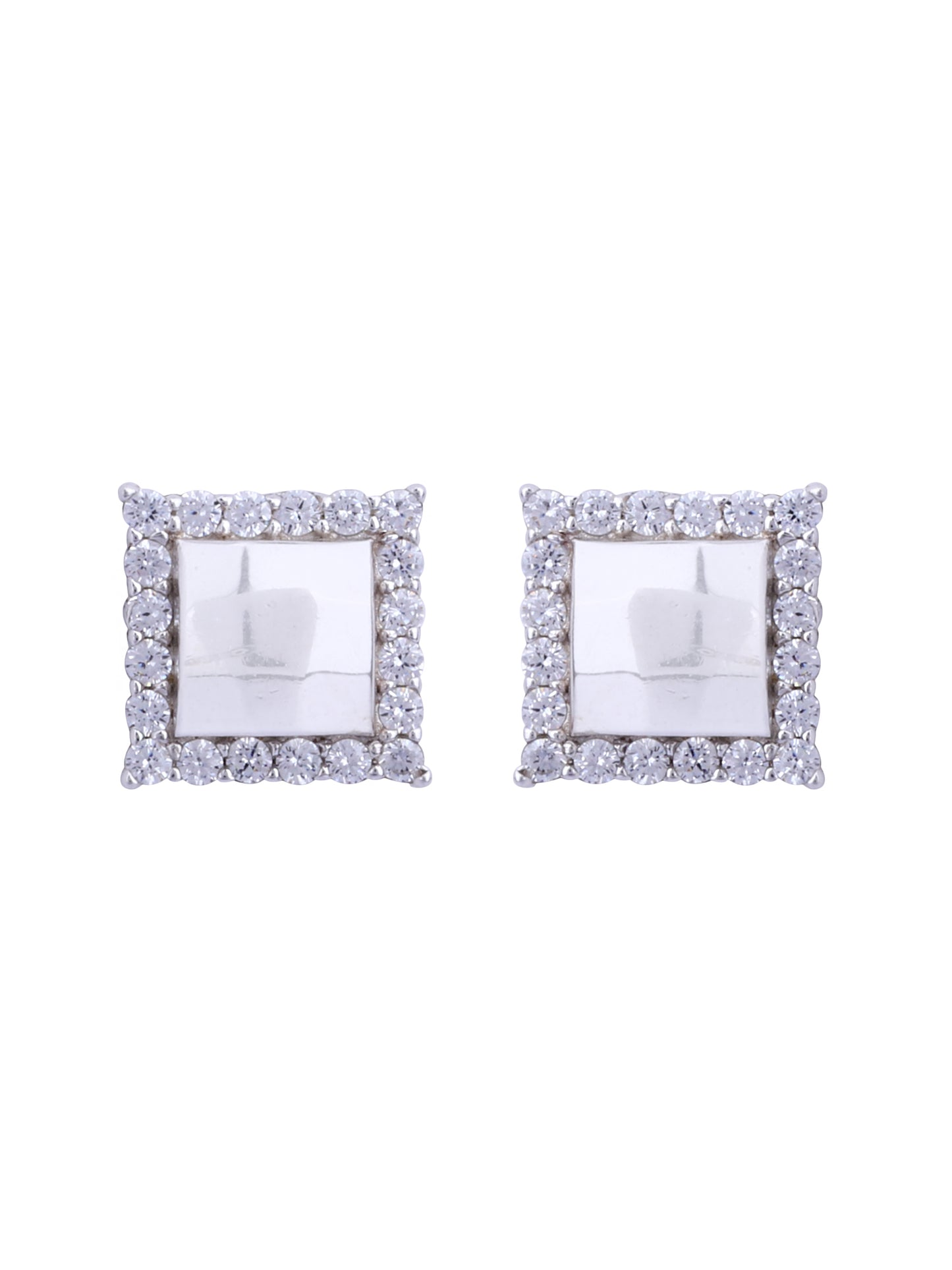 925 Sterling Silver Square Shape CZ Studs