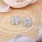 925 Sterling Silver CZ Butterfly Studs