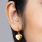 Golden Heart Drop Earrings