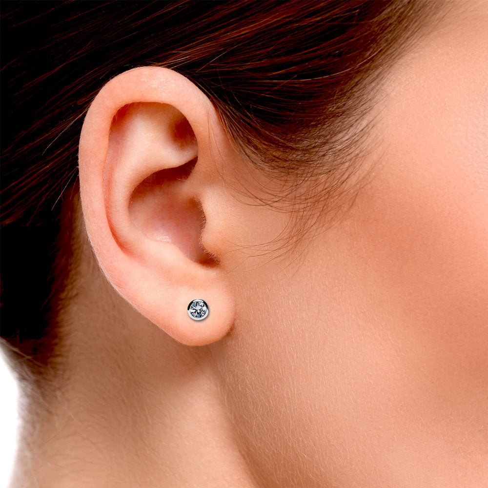 925 Sterling Silver Studs Round Bezel (5mm)